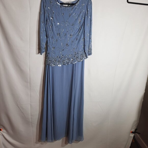 J Kara Women’s Boad Neck Asymmetrical Beaded Dress - Picture 2 of 6